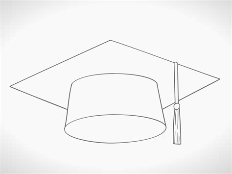 Directly above the oval shape, draw a slightly curved line that extends horizontally beyond both sides. . Draw a graduation hat